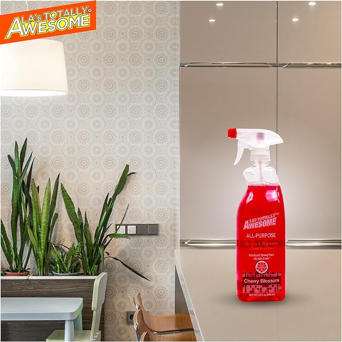 La's Totally Awesome All-Purpose Cleaner Spray, Cherry Blossom, Plant-Based and Biodegradable Formula Perfect for Most Counters, Sinks, Appliances and More, 32 Fl Oz, (Pack of 3)