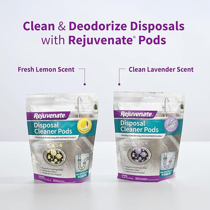 Rejuvenate Disposal Cleaner, 6 Pods, Lemon Scented Disposal And Pipe Cleaner Pods With Bio-Enzymatic Formula Help Break Down Leftover Food Waste And Remove Odors For A Clean, Fresh Disposal, 6 Pack