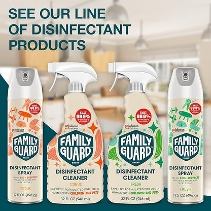 FAMILYGUARD Brand Disinfectant Spray Trigger & Multi Surface Cleaner, Antibacterial Spray, Expertly Formulated for Use In Homes with Children & Pets, Citrus Scent, 32 oz (Pack of 1)