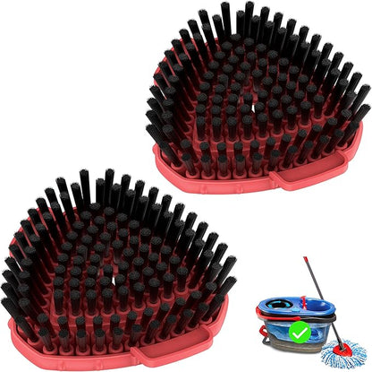 Aifacay Upgrade 2 Pcs Scrubber Mop Heads Replacements - More Bristles Spin Mop Scrub Brush Head Compatible with O Cedar RinseClean 2 Tank, Mop Head Attachment for Kitchen & Bathroom Deep Cleaning