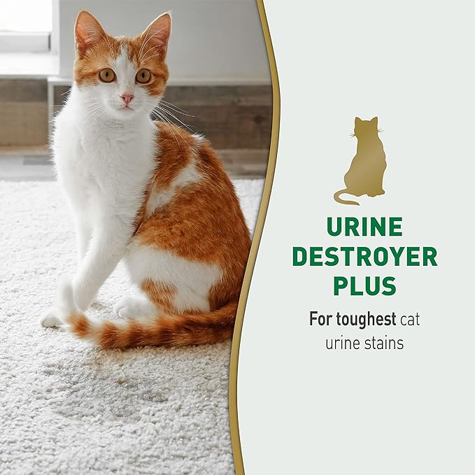 Nature’s Miracle Urine Destroyer Plus for Cats, Enzymatic Formula Tough on Strong Cat Urine And The Yellow Sticky Residue, 1 Gal