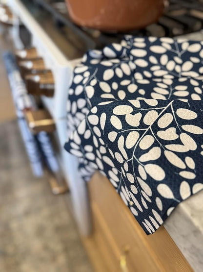 || 3 Pack|| Kitchen Towels || Dish Towels || Tea Towels || Highly Absorbent || Hanging Loop || Dish Cloths || Modern || Designer Prints (Navy/tan)