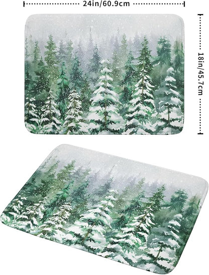 Christmas Tree Dish Drying Mat 18 x 24 Inch With Absorbent Reversible Microfiber Green Pine Tree Drying Mats Winter Holiday Dish Drainer Mat Fast Dry For Kitchen Dining Room Decoration