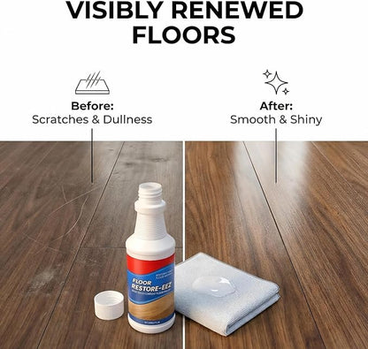 floor restore eez for wood floors & floor restore, High Solid Floor Shine Restoring Cleaner, Protective Coating Helps Conceal Small Scratches, Quick-Dry Floor Polish for Hardwood