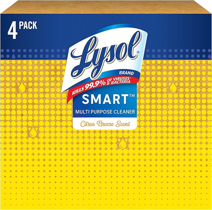Lysol Smart Refill Cartridges Multipurpose Cleaner, Citrus Breeze, For Disinfecting & Cleaning, 4ct., Packaging May Vary