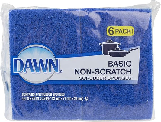 Dawn Scrubber Sponge Non Scratch, 6 Count, Blue (Pack of 1)