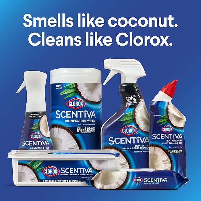 Clorox Scentiva Disinfecting Mist, Coconut and Waterlily, 1 Spray and 1 Refill, 16 oz Each