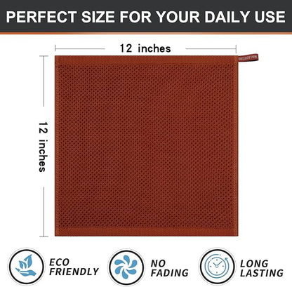 Kitinjoy 100% Cotton Kitchen Dish Cloths (12 X 12 Inches, Rust), 8 Pack Waffle Weave Ultra Soft Absorbent Dish Towels for Drying Dishes Quick Drying Kitchen Towels Dish Rags