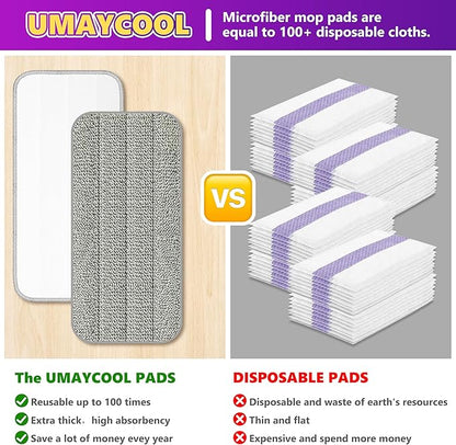 Reusable Mop Pads Refills for Swiffer WetJet, Wet Pads Refill Microfiber Mop Replacement Machine Washable Up to 100 Times for Floor Cleaning Wet Dry Use for All Floor Types, 6 Pack