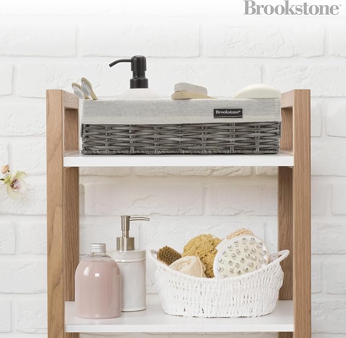 Brookstone Wicker Shelf Storage Basket Decorative Shelf Bin, bathroom organizers and storage, Boho Living Room Decor, Spring Storage 2026-2 Piece Set