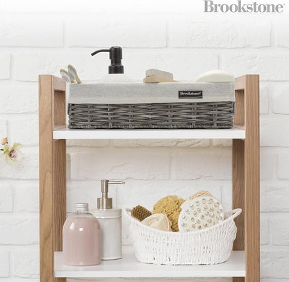 Brookstone Wicker Shelf Storage Basket Decorative Shelf Bin, bathroom organizers and storage, Boho Living Room Decor, Spring Storage 2026-2 Piece Set
