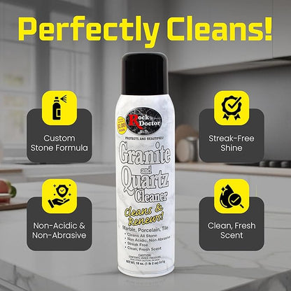 Rock Doctor Granite & Quartz Care Kit, 3 Piece Maintenance Stone Care Combo Kit – Cleans & Renews Marbel, Travertine, Tile and All Other Stone, Fresh, Pack of 3, 54.0 Ounce