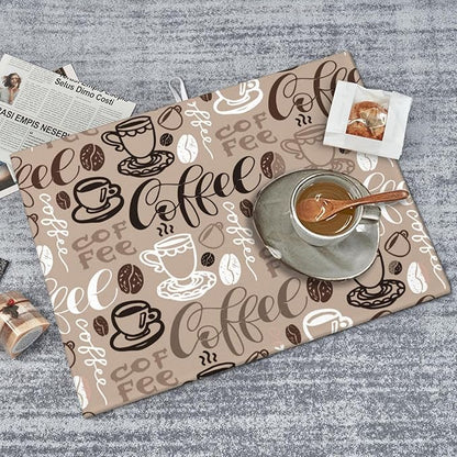 Coffee Dish Drying Mat for Kitchen Counter Microfiber Absorbent Dish Draining Reusable Washable Extra Large 24"x18" (Coffee, 18x24in)