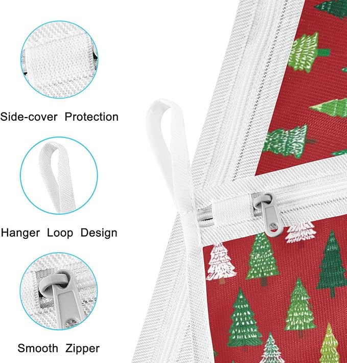 Mesh Laundry Bags Lingerie Bags for Washing Delicates 2 PCS Durable Wash Bag with Zipper Small and Medium Washable Christmas Trees White Green