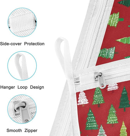 Mesh Laundry Bags Lingerie Bags for Washing Delicates 2 PCS Durable Wash Bag with Zipper Small and Medium Washable Christmas Trees White Green