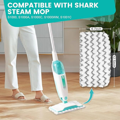 6 Pack Steam Mop Replacement Pads Compatible with Shark Steam Mops S1000/S1000A/S1000C/S1000WM/S1001C, Floor Steamer Pads Washable, Reusable Microfiber Cleaner Pads