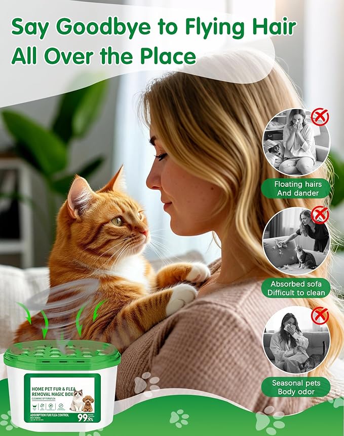 Home Pet Fur & Odor Removal Magic Box, 360° All-Round Airborne Hair Collector, Full-Angle Floating Fur & Dander Trap, Powerful All-Direction Pet Hair Removal and Deodorization (3 PCS)