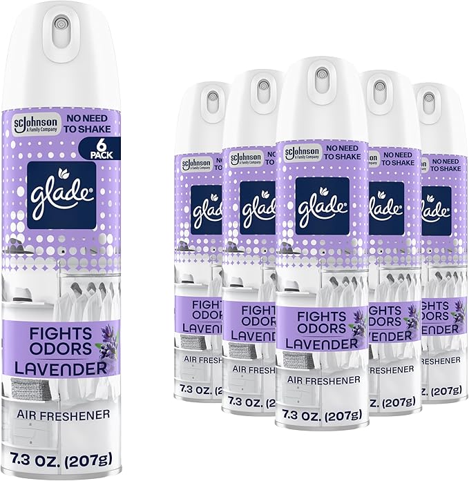 Glade Air Freshener Room Spray, Lavender Scent, Odor Fighting to Deliver Long Lasting Freshness, 7.3 Oz, 6 Count