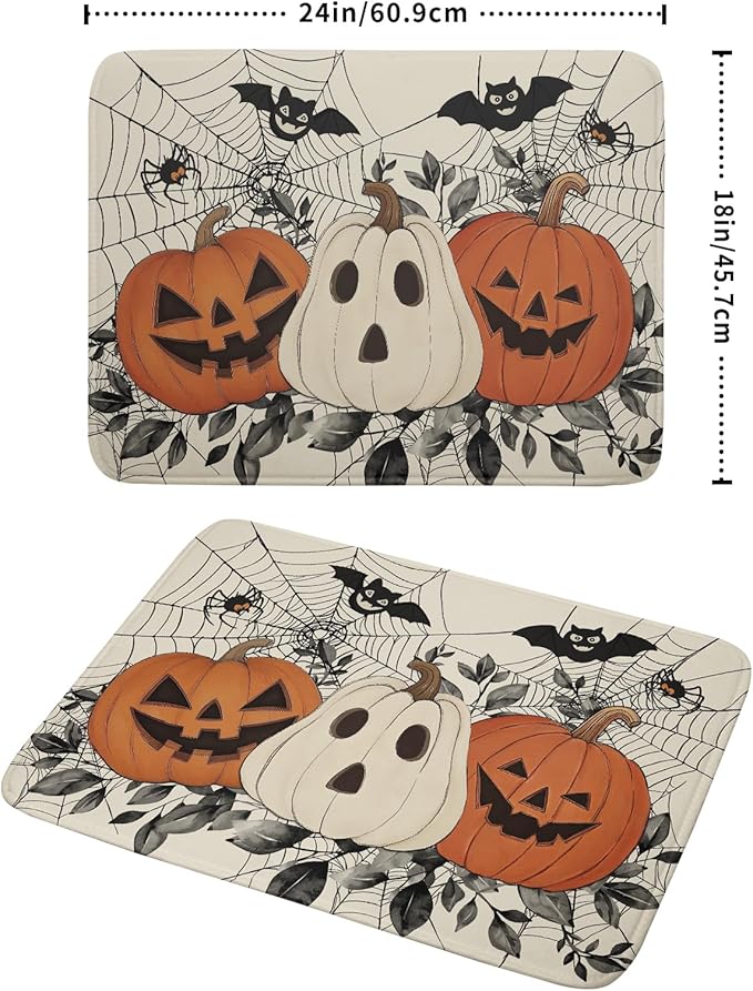 Halloween Pumpkin Dish Drying Mat for Kitchen Counter 18x24 Black Bat Spiderweb Holiday Scary Theme Absorbent Reversible Microfiber Drying Mats Kitchen Countertop Protector Dishes Drainer Pad
