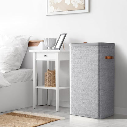 Sorbus Laundry Hamper with Lid - Collapsible Fabric Laundry Basket with Handles and Removable Laundry Bag – 26.5 Gallon (100 L) Dirty Clothes Hamper for Bedroom, bathroom and dorm (Gray)