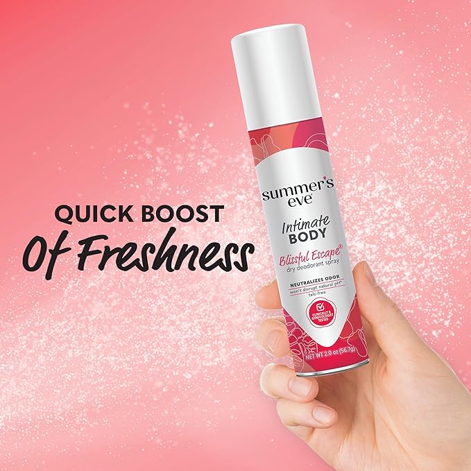 Summer's Eve Daily Refreshing Feminine Spray, Blissful Escape, Daily Body Spray for Women, Feminine Care that Neutralizes & Reduces Body Odor, Gynecologist-Tested, 2 oz