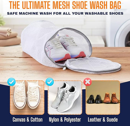 Mesh Shoe Washing Machine Bag (2 Pack) – Shoe Laundry Bag for Washing Machine – Honeycomb Mesh Laundry Bags with Zipper for Sneakers, Shoes, Socks, Bras, Delicates, and Toys – Wash & Dryer Safe