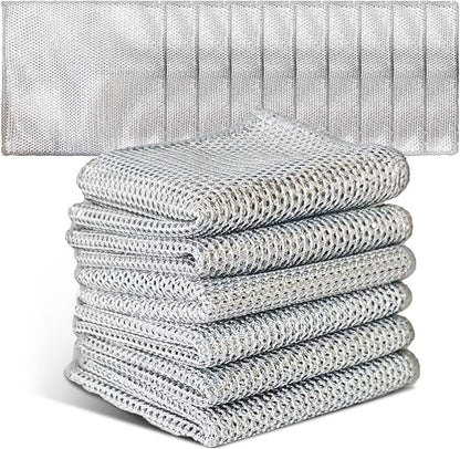 EytGva15 PCS Non Scratch Steel Scrubbers Wire Dishwashing Rags Metal Dish Cloth,Alternative to Steel Wool Scrubbers, Multifunctional Kitchen Cleaning Cloths for Pots,Pans,Dishs,Flatwarel