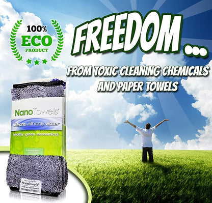 Life Miracle Nano Towels Minis - Amazing Eco Fabric that Cleans Virtually Any Surface with Only Water. Travel Size. No More Paper Towels Or Toxic Chemicals. 4-Pack (8x8, Grey)