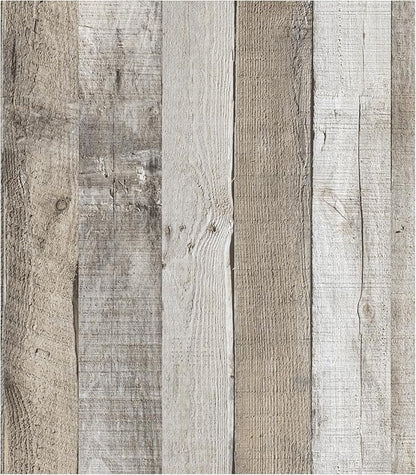 LXCREAT Faux Wood Butcher Block Contact Paper Shiplap Peel and Stick Wallpaper 17.5"X236", Natural Grey Wooden Self Adhesive Removable Vintage Wallpaper for Shelf Kitchen Home Walls Decoration