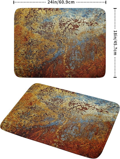 Brown Rust Colorful Metal Rusty Steel Iron Dish Drying Pad 18 x 24 Inch With Absorbent Reversible Microfiber Modern Abstract Drying Mats Dish Drainer Mat Fast Dry For Kitchen Dining Room Decor