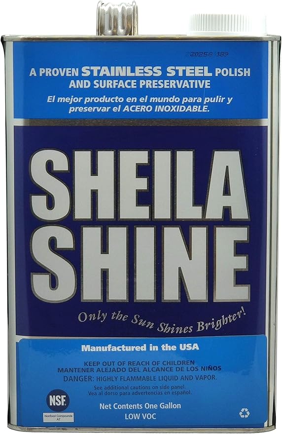 Sheila Shine 4 x 1 Gal. Can Low Voc Stainless Steel Cleaner and Polish, Protects Household Kitchen Surface, Removes Grease & Residue Marks, Stainless Steel Cleaner for Appliances, Fridge, Oven & Sinks