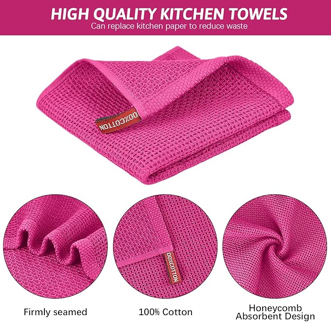 Nialnant 6 Pack Kitchen Towels, 100% Cotton Dish Cloth for Washing Dishes, Absorbent Quick Drying Dish Rags, Multipurpose Cleaning Rags-12x12 Inches