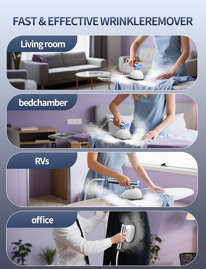 Sundu 2-in-1 Garment Steamer, 30s Heat-Up, 800mL, 6 Steam Settings, Auto Off, Handheld & Standing, Portable Wrinkle Remover for Clothes, White