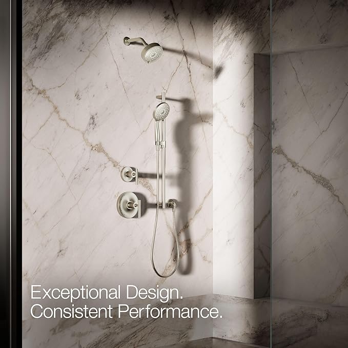 KOHLER K-22165-G-BN Forte® Multifunction Hand Shower Head, Handheld Showerhead with 3 Spray Settings, 1.75 GPM, Vibrant Brushed Nickel