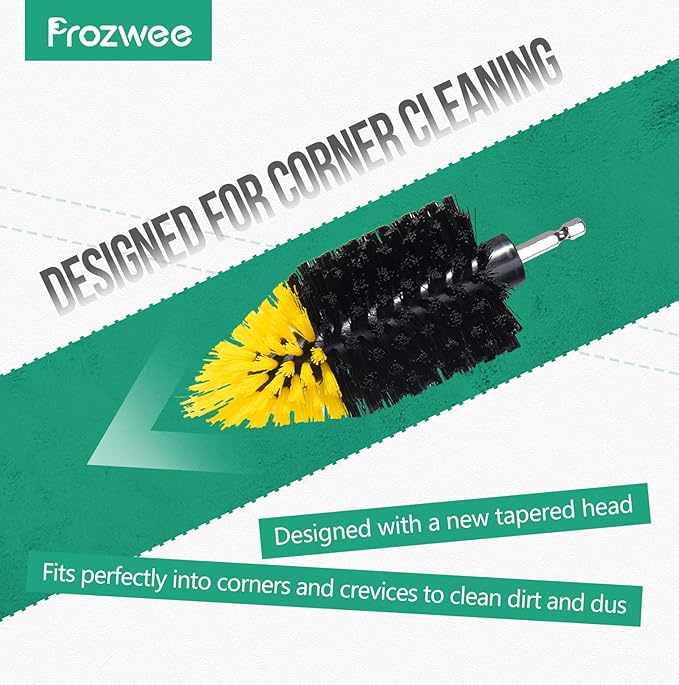 2PACK Tile Corner Drill Brush Set,with Extend Bar Which can Hold and Stabilize,Upgraded Brush Made to Tackle Corner Stains,Cleaning Corner of Grout, Tiles, Sinks,Bathroom,etc.