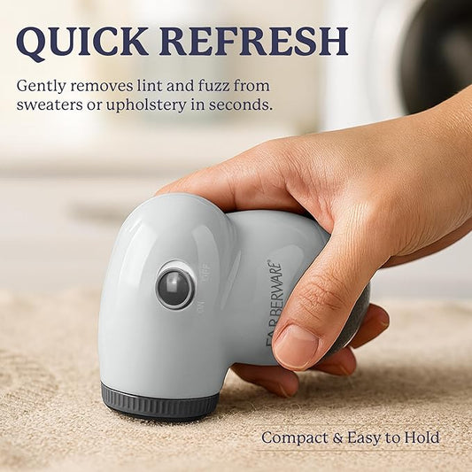 Farberware Lint Remover Fabric Shaver – Battery Operated Lint Shaver with Triple Blades for Clothes, Sweater Shaver to Remove Fuzz, Lint Balls, Pilling for Clothing, Couch, Furniture (Charcoal, Small)