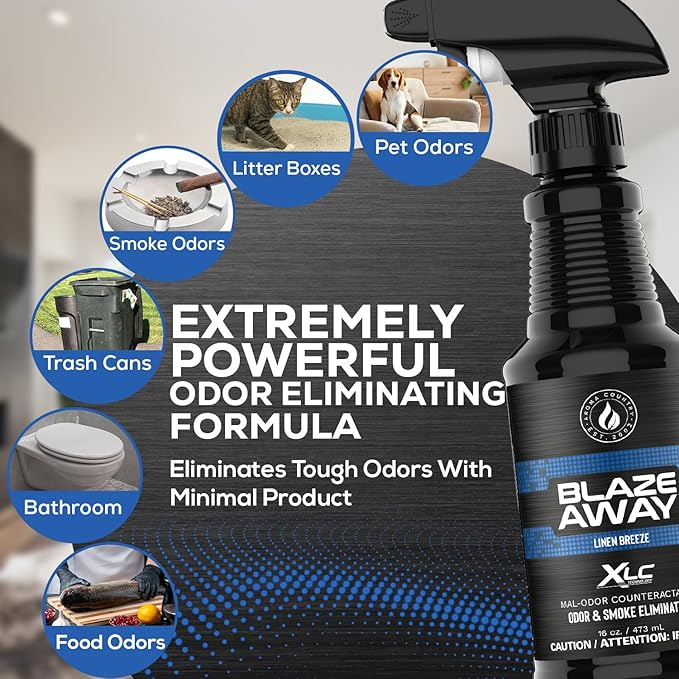 Blaze Away Commercial Air Freshener & Odor Eliminator for Strong Odor - Industrial-Grade Room Spray & Room Deodorizer for Home, Car, Smoke & Pet Odors - Long-Lasting Odor Absorber, Room Fresheners