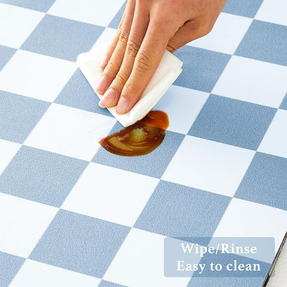 Ohocut Checkered Dish Drying Mat for Kitchen Counter, Coffee Bar, Coffee Station Accessories, Retro Cute Aesthetic Modern Absorbent Drainer Mat Kitchen Drying Mat Easy Clean, Blue 16" x 24"