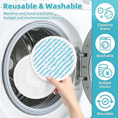 6 Pack Steam Mop Relacement Pads Compatible with Pursteam ScrubMaster Steam Mop Cleaner, Washable Reusable Microfiber Mop Head Refills, Heavy Duty Pads for Cleaning Stains