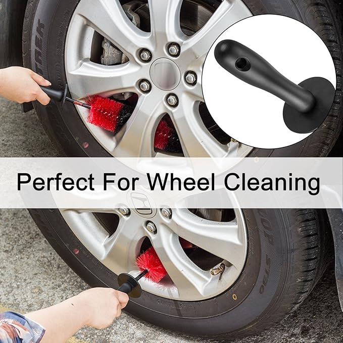 Premium Wheel /Rim Cleaning Brush Long Soft Bristle,Car Wheel Brush,Rim Tire Detail Brush,Multipurpose use For Cleaning Wheels,Rims,Exhaust Tips,Motorcycles,Bicycles, Grills,Engine (CCS-001)