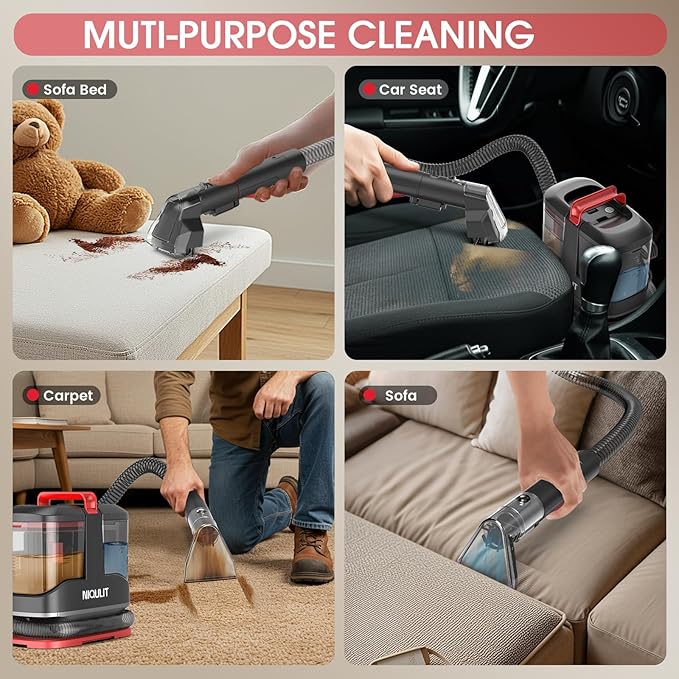 Portable Spot Cleaner, Handheld Fabric and Carpet Cleaner for Sofa Carpet Mattress, with Water Tank and Brush Attachments，Home Deep Cleaning