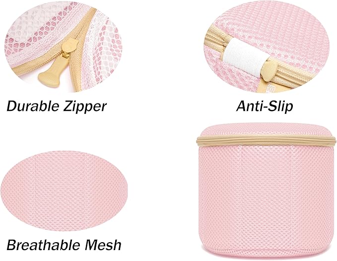 2 Pack Bra Laundry Bags for Washing Machine, Delicate Underwear Wash Bags with Anti-Deformation Structure & Fixed Friction Plates