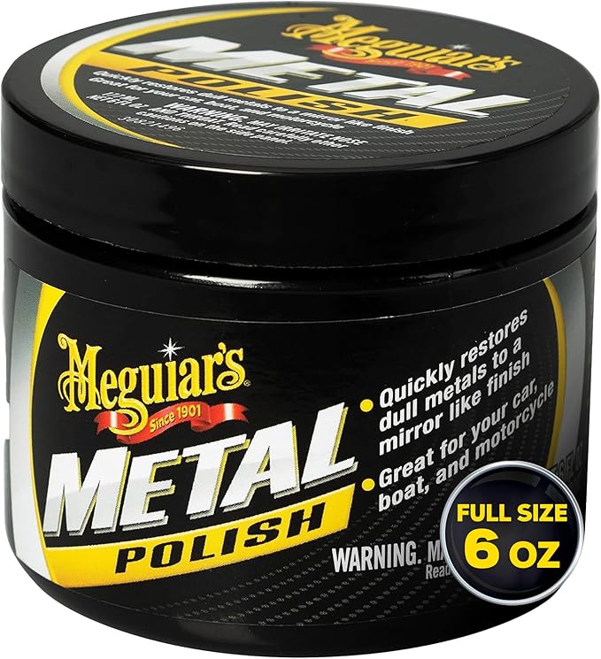 Meguiar's G211606 Metal Polish, Safe for All Uncoated Metals, Removes Stains and Swirls for a Quick and Easy Clean, Restores Shine, Pairs Well with Our Wheel Polisher Tool, 6 Oz