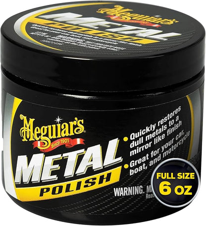 Meguiar's G211606 Metal Polish, Safe for All Uncoated Metals, Removes Stains and Swirls for a Quick and Easy Clean, Restores Shine, Pairs Well with Our Wheel Polisher Tool, 6 Oz