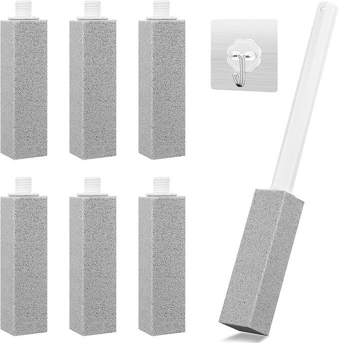 Moukiween 6-Piece Set of Long Handled Pumice Toilet Cleaning Pumice, Pumices Stone Toilet Bowl Cleaner Used for Cleaning Barbecue Grills, Bathtubs, Swimming Pools, Toilets, Sinks