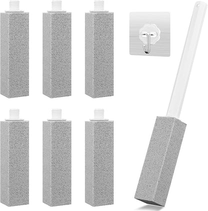 Moukiween 6-Piece Set of Long Handled Pumice Toilet Cleaning Pumice, Pumices Stone Toilet Bowl Cleaner Used for Cleaning Barbecue Grills, Bathtubs, Swimming Pools, Toilets, Sinks
