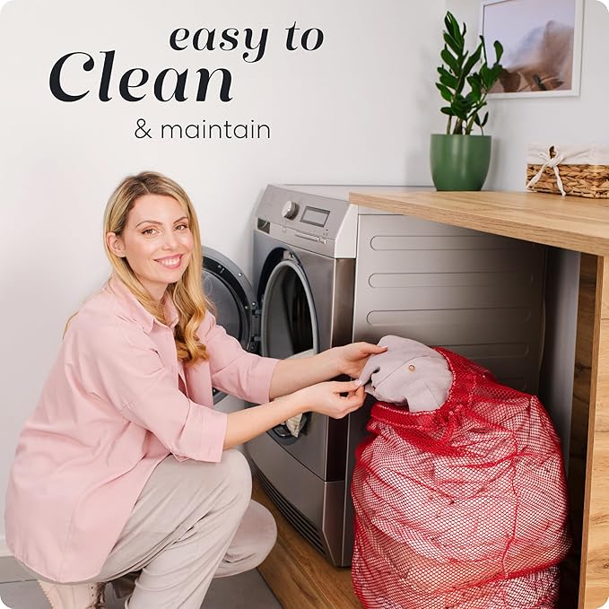 Handy Laundry Mesh XL Laundry Bag, 24" x 36" Heavy Duty, Durable Drawstring Closure, Machine Washable, Large Capacity for Delicates, Travel, College Dorm, Apartment, Red