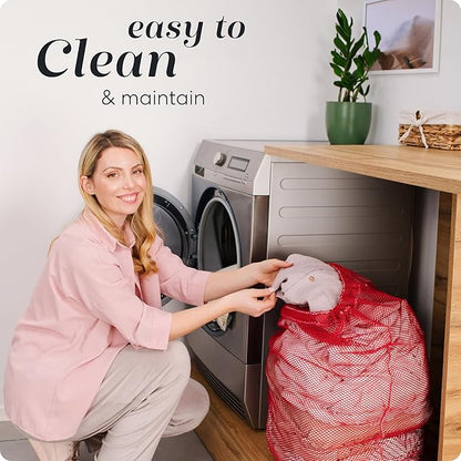 Handy Laundry Mesh XL Laundry Bag, 24" x 36" Heavy Duty, Durable Drawstring Closure, Machine Washable, Large Capacity for Delicates, Travel, College Dorm, Apartment, Red
