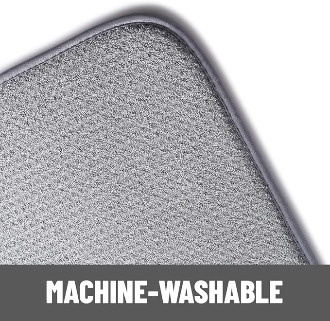 Bellemain XL Dish Mat Microfiber Dish Drying Mat, Super absorbent (Grey, 16" x 18")