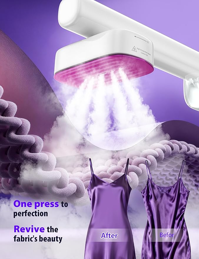 Steamer for Clothes,1200W Powerful Portable Steamer Iron,15s Fast Heat-up,180ml Tank,20 Min Continuous Steam, Wrinkle Remover for Travel, Home, Office(Oyster white)